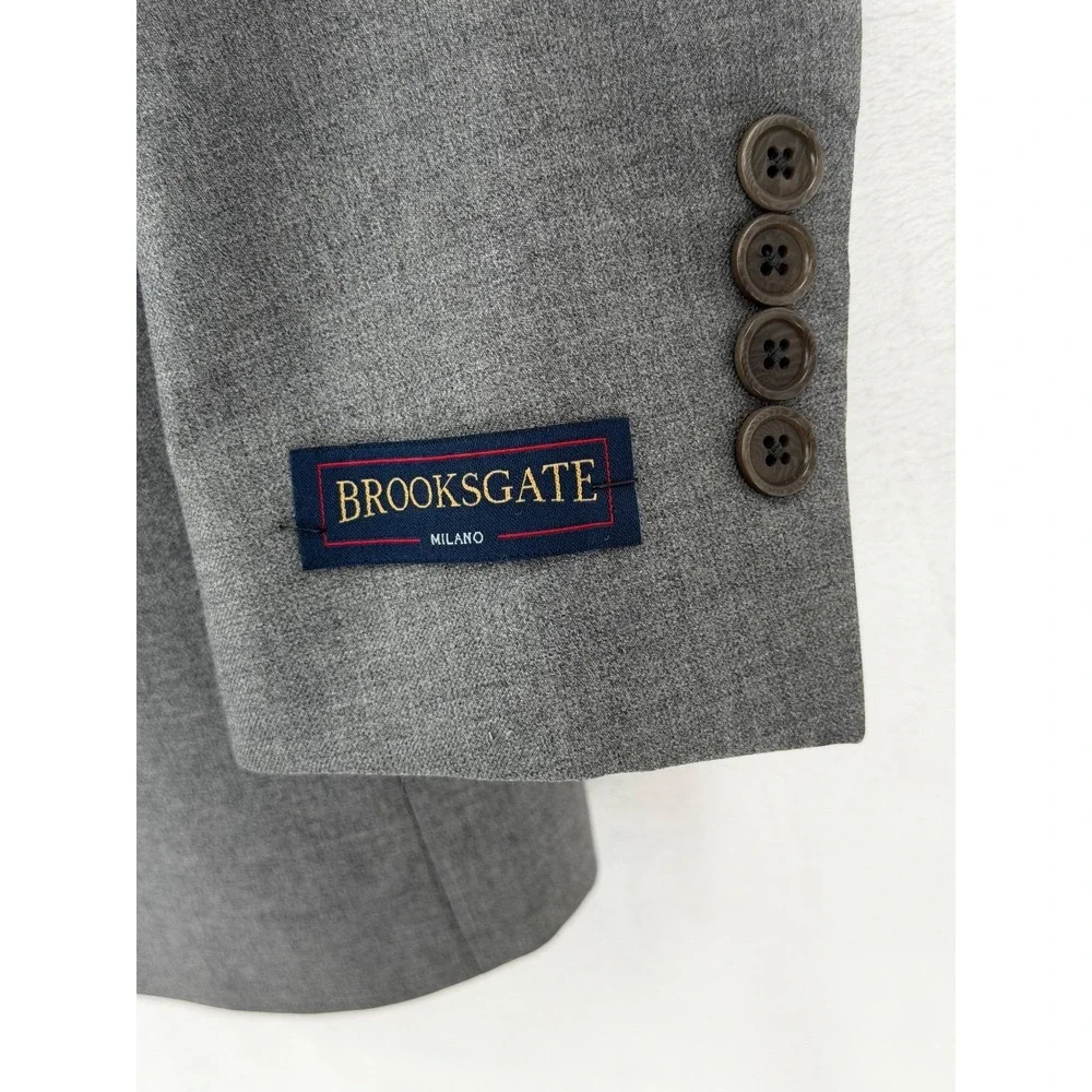 Brooks Brothers Blazer Mens 40R Gray Brooksgate Milano 100% Wool Business Office